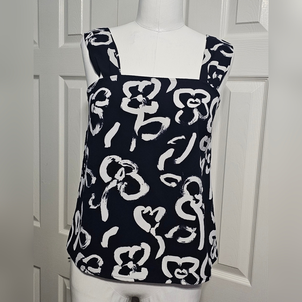 J.Crew 365 Women's Sleeveless Brushstroke Classic Chic Floral Print Top Sz 4